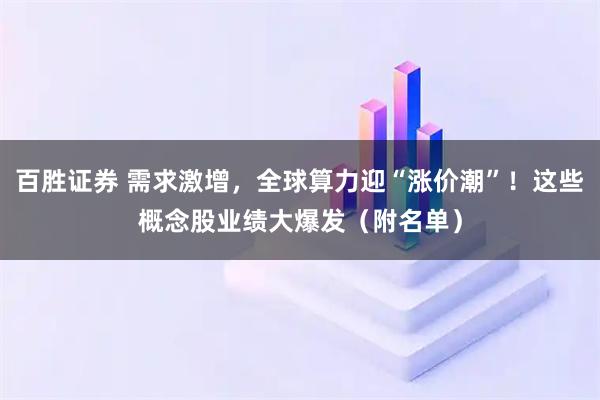 百胜证券 需求激增，全球算力迎“涨价潮”！这些概念股业绩大爆发（附名单）